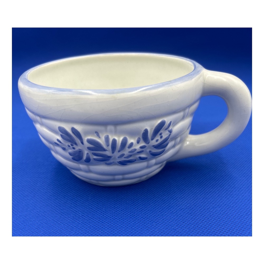 RARE Pfaltzgraff Basketweave Blue Floral‎ Stoneware Cup Mug Vintage USA